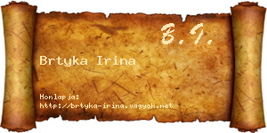 Brtyka Irina névjegykártya